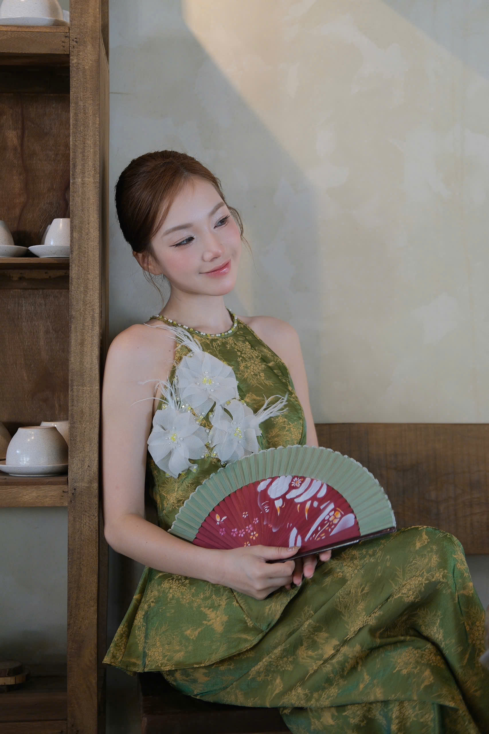 Set Áo Yếm Gấm Hoa Nổi Phối Quần Ống Rộng